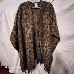 Woolrich Leopard Print Poncho - Brown and Black